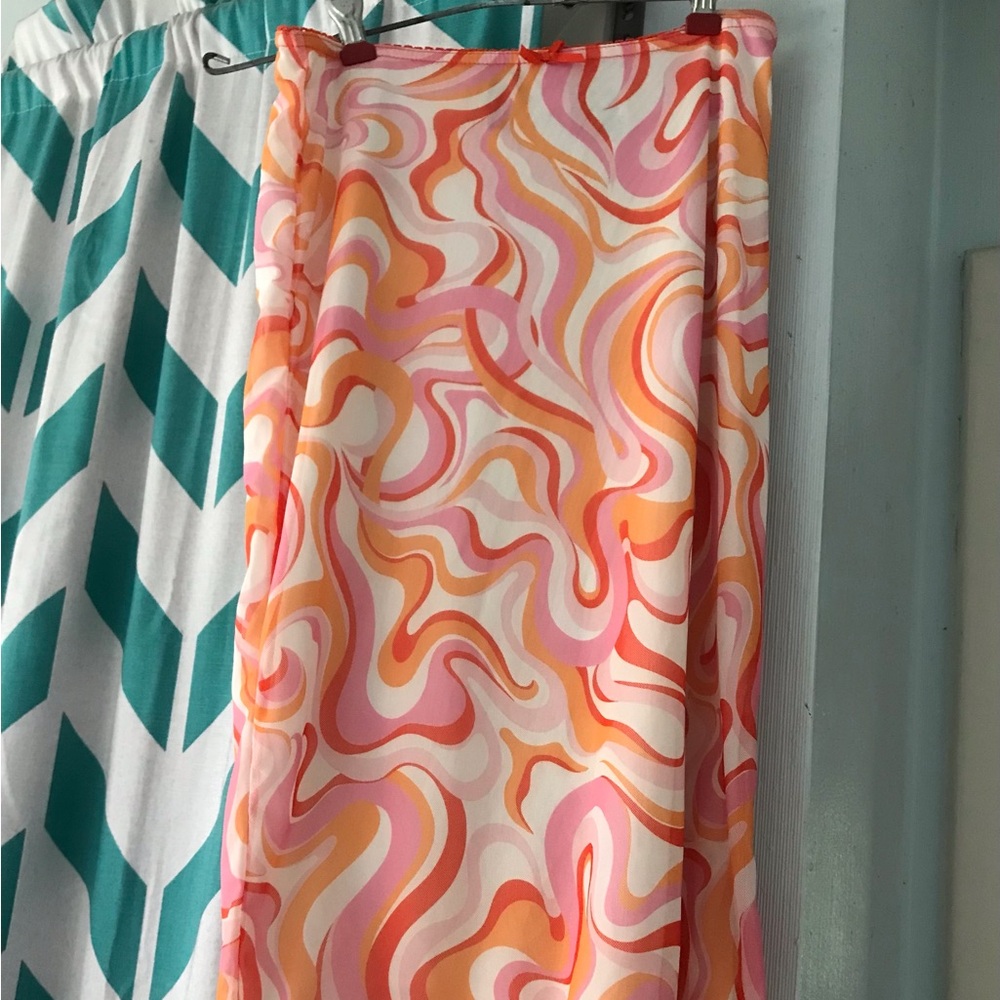 Y2K Colorful Swirl Pattern Midi Skirt